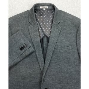 Express Blazer Mens 44R Gray Cotton Blend Photographer Fitted 2-Button Jacket